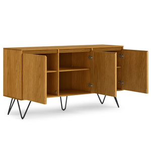 English Elm Hunter Oak Veneer Sideboard with Hairpin Legs for Modern Dining Room Storage B136P529277