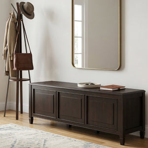 English Elm Connaught Solid Wood British Colonial Storage Trunk Bench for Entryway or Living Room B136P529278