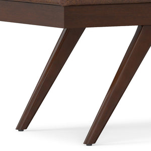 English Elm Chanelle Mid-century Bench Ottoman Vegan Leather Upholstered Rubberwood Legs Entryway B136P529279