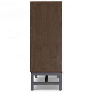 English Elm Banting Walnut Wood Entryway Cabinet with Open Cubbies and Graphite Metal Frame B136P529280
