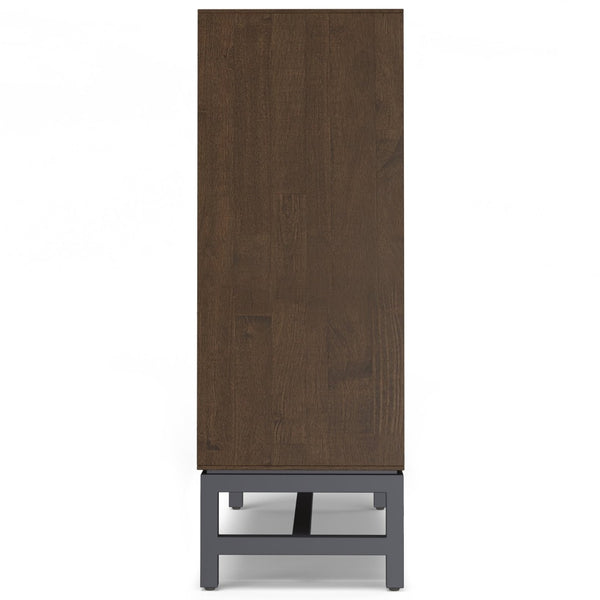 English Elm Banting Walnut Wood Entryway Cabinet with Open Cubbies and Graphite Metal Frame B136P529280