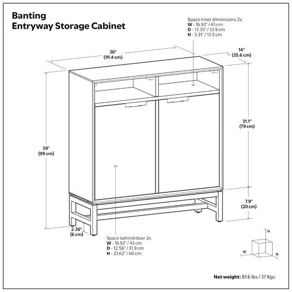 English Elm Banting Walnut Wood Entryway Cabinet with Open Cubbies and Graphite Metal Frame B136P529280