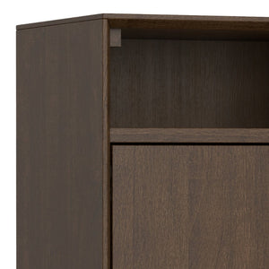 English Elm Banting Walnut Wood Entryway Cabinet with Open Cubbies and Graphite Metal Frame B136P529280