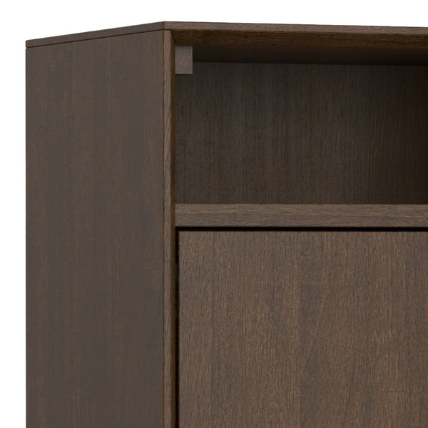 English Elm Banting Walnut Wood Entryway Cabinet with Open Cubbies and Graphite Metal Frame B136P529280