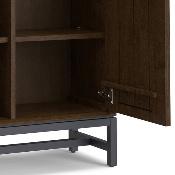 English Elm Banting Walnut Wood Entryway Cabinet with Open Cubbies and Graphite Metal Frame B136P529280