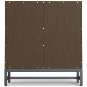 English Elm Banting Walnut Wood Entryway Cabinet with Open Cubbies and Graphite Metal Frame B136P529280