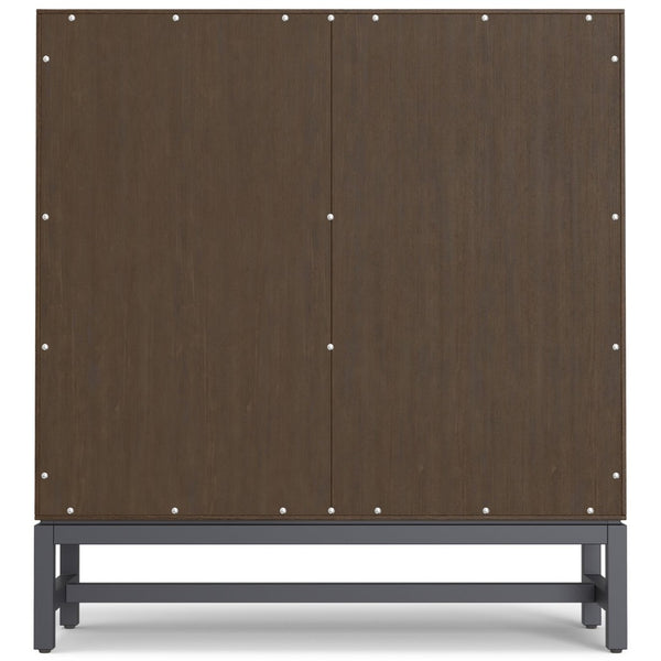 English Elm Banting Walnut Wood Entryway Cabinet with Open Cubbies and Graphite Metal Frame B136P529280