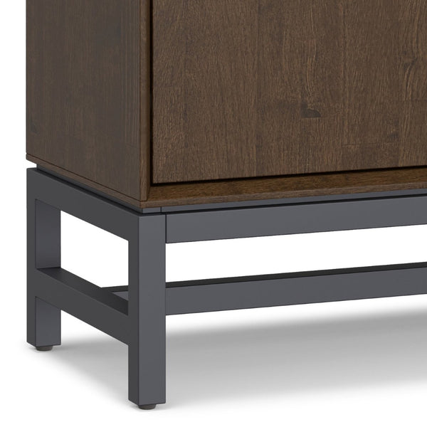 English Elm Banting Walnut Wood Entryway Cabinet with Open Cubbies and Graphite Metal Frame B136P529280