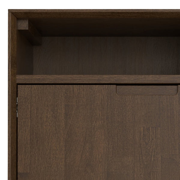 English Elm Banting Walnut Wood Entryway Cabinet with Open Cubbies and Graphite Metal Frame B136P529280