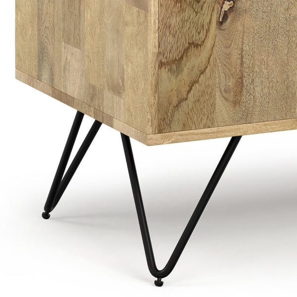 English Elm Hunter Solid Mango Wood Storage Cabinet with Hairpin Legs for Living Room or Entryway B136P529281