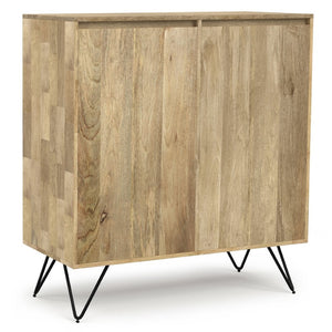 English Elm Hunter Solid Mango Wood Storage Cabinet with Hairpin Legs for Living Room or Entryway B136P529281