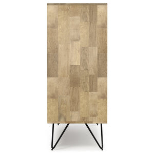 English Elm Hunter Solid Mango Wood Storage Cabinet with Hairpin Legs for Living Room or Entryway B136P529281