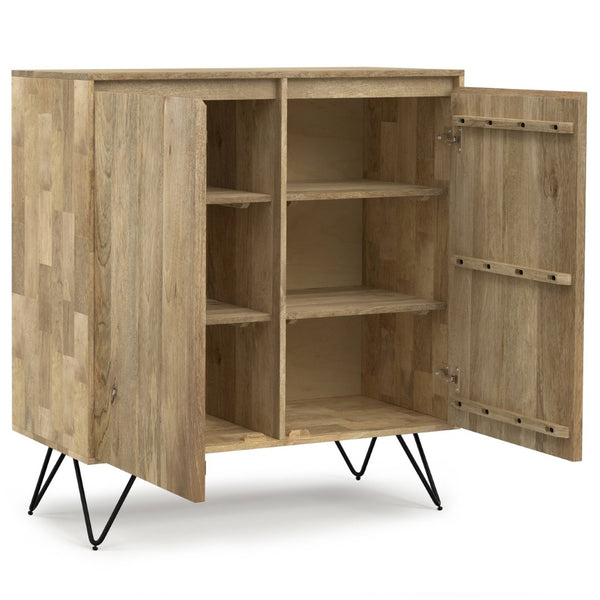 English Elm Hunter Solid Mango Wood Storage Cabinet with Hairpin Legs for Living Room or Entryway B136P529281