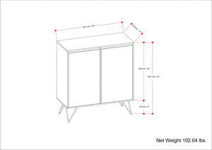 English Elm Hunter Solid Mango Wood Storage Cabinet with Hairpin Legs for Living Room or Entryway B136P529281