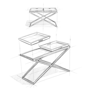 English Elm Damien Elm Wood Entryway Console Table with X-base and Removable Storage Trays B136P529282