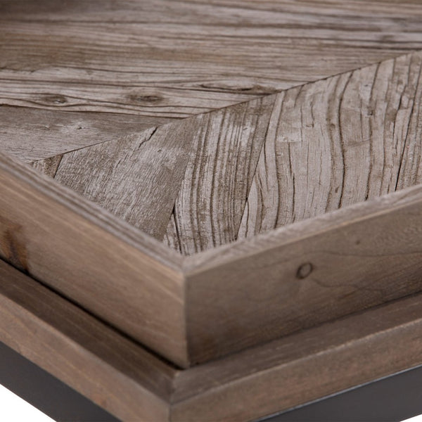 English Elm Damien Elm Wood Entryway Console Table with X-base and Removable Storage Trays B136P529282
