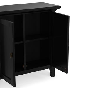 English Elm Redmond Shaker Style Black Pine Cabinet with Brass Hardware for Entryway or Living Room B136P529283