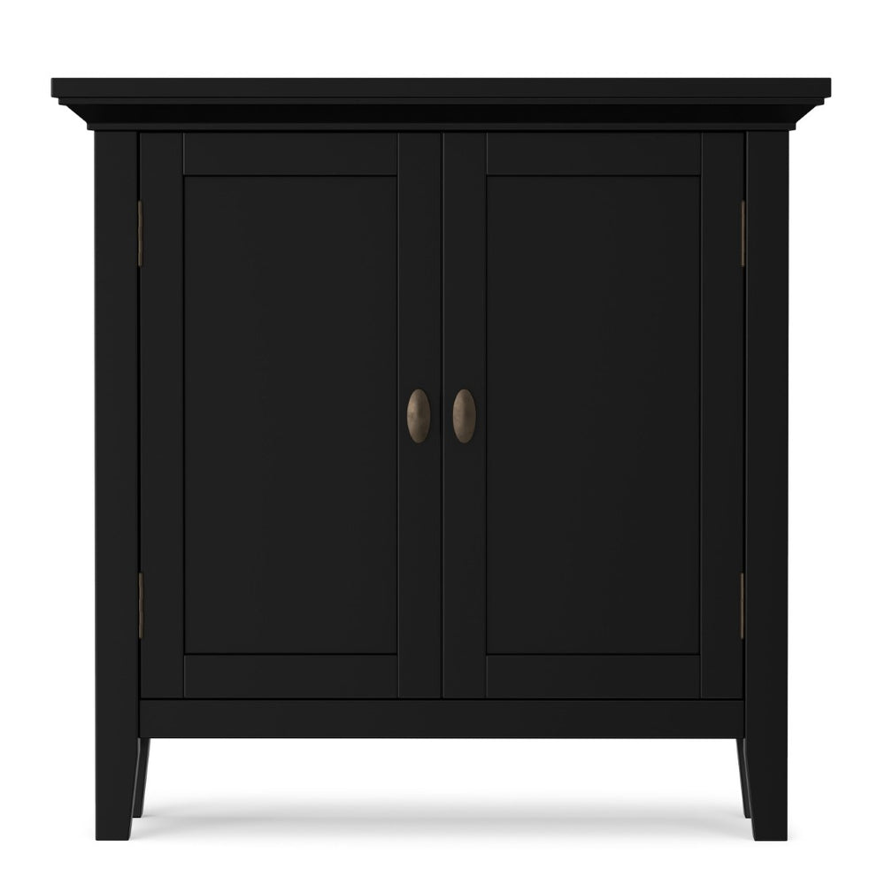 English Elm Redmond Shaker Style Black Pine Cabinet with Brass Hardware for Entryway or Living Room B136P529283