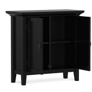 English Elm Redmond Shaker Style Black Pine Cabinet with Brass Hardware for Entryway or Living Room B136P529283