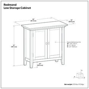 English Elm Redmond Shaker Style Black Pine Cabinet with Brass Hardware for Entryway or Living Room B136P529283