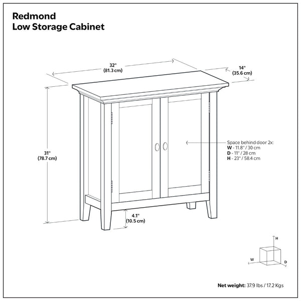 English Elm Redmond Shaker Style Black Pine Cabinet with Brass Hardware for Entryway or Living Room B136P529283