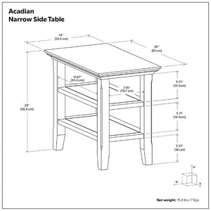 English Elm Acadian Solid Pine Open Shelf Side Table Slim Farmhouse Design for Entryway or Bedroom B136P541107