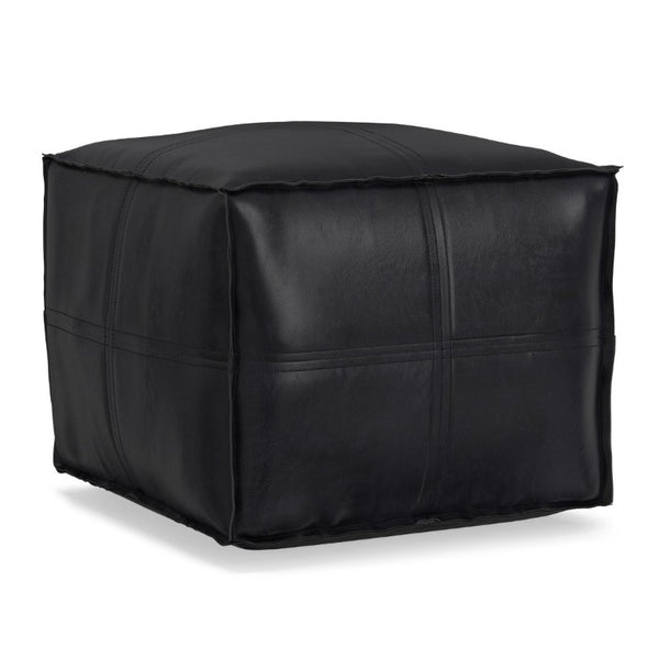 English Elm Brody Faux Leather Square Pouf with Top Stitching Rustic Footrest for Living Rooms B136P541108