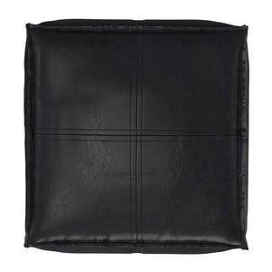 English Elm Brody Faux Leather Square Pouf with Top Stitching Rustic Footrest for Living Rooms B136P541108
