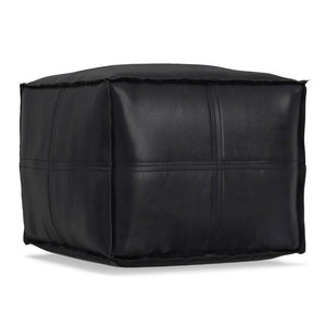English Elm Brody Faux Leather Square Pouf with Top Stitching Rustic Footrest for Living Rooms B136P541108