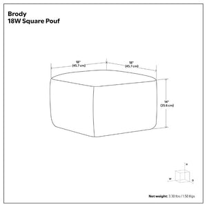 English Elm Brody Faux Leather Square Pouf with Top Stitching Rustic Footrest for Living Rooms B136P541108