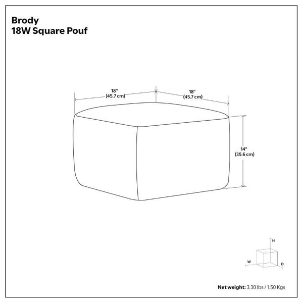 English Elm Brody Faux Leather Square Pouf with Top Stitching Rustic Footrest for Living Rooms B136P541108