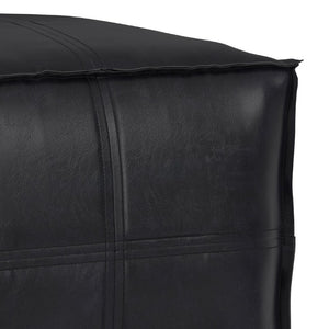 English Elm Brody Faux Leather Square Pouf with Top Stitching Rustic Footrest for Living Rooms B136P541108