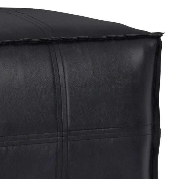 English Elm Brody Faux Leather Square Pouf with Top Stitching Rustic Footrest for Living Rooms B136P541108