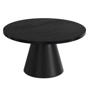 English Elm Winnie Solid Acacia Round Coffee Table Matte Black Pedestal Base for Modern Living B136P565521
