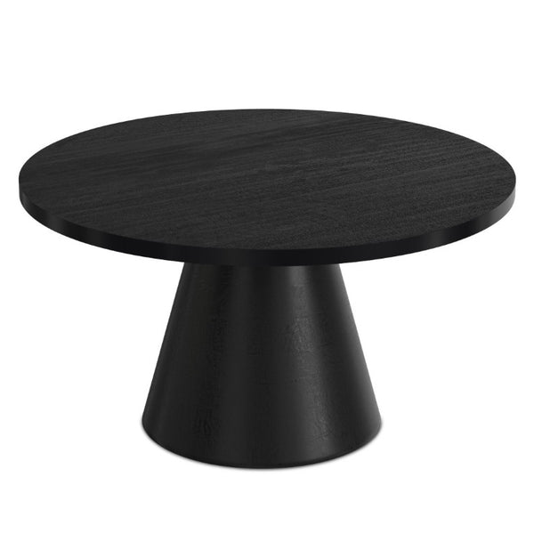 English Elm Winnie Solid Acacia Round Coffee Table Matte Black Pedestal Base for Modern Living B136P565521