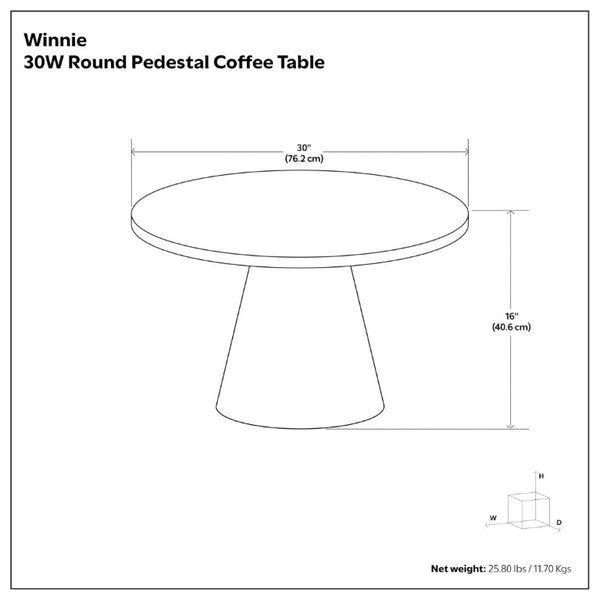 English Elm Winnie Solid Acacia Round Coffee Table Matte Black Pedestal Base for Modern Living B136P565521