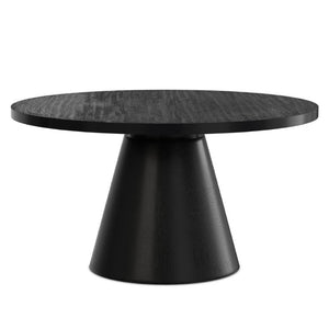 English Elm Winnie Solid Acacia Round Coffee Table Matte Black Pedestal Base for Modern Living B136P565521