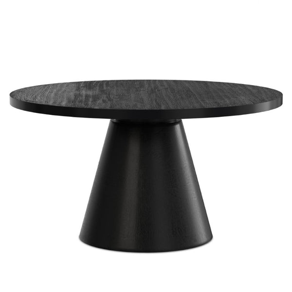 English Elm Winnie Solid Acacia Round Coffee Table Matte Black Pedestal Base for Modern Living B136P565521