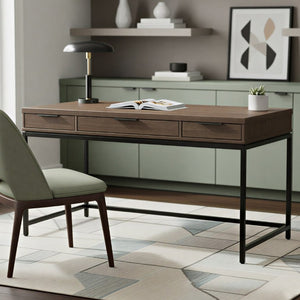 English Elm Sanford Solid Rubberwood Writing Desk with Iron Frame for Modern Home Office Use B136P565522