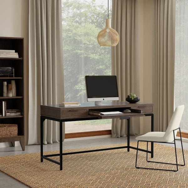 English Elm Sanford Solid Rubberwood Writing Desk with Iron Frame for Modern Home Office Use B136P565522