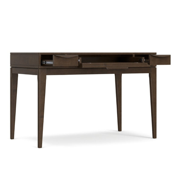 English Elm Wesley Mid-Century Solid Rubberwood Writing Desk with Drawers for Home Office B136P565523