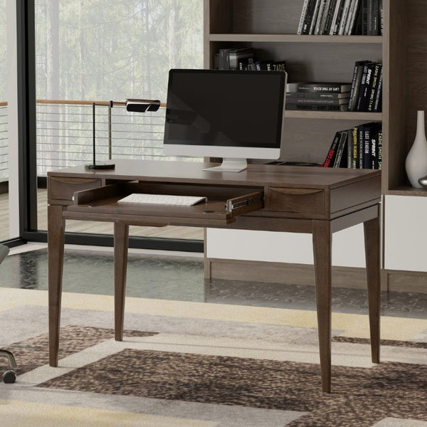 English Elm Wesley Mid-Century Solid Rubberwood Writing Desk with Drawers for Home Office B136P565523