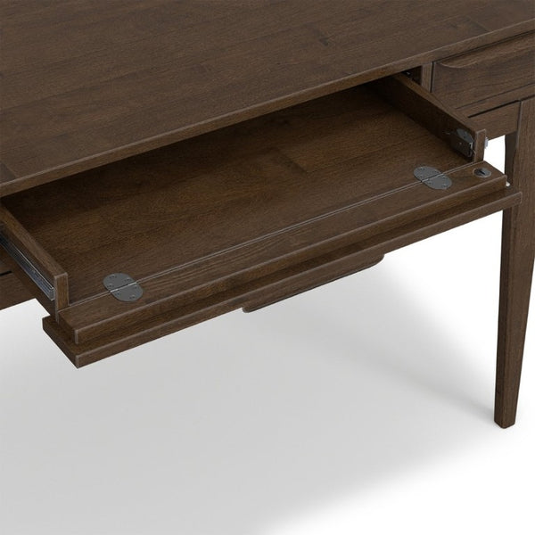 English Elm Wesley Mid-Century Solid Rubberwood Writing Desk with Drawers for Home Office B136P565523