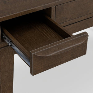 English Elm Wesley Mid-Century Solid Rubberwood Writing Desk with Drawers for Home Office B136P565523