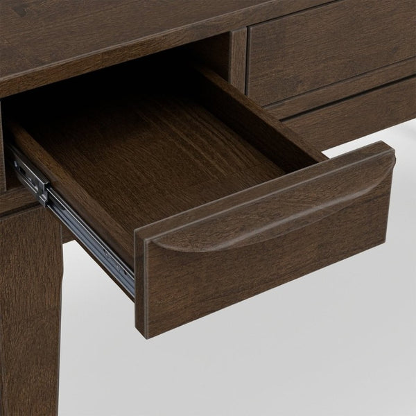 English Elm Wesley Mid-Century Solid Rubberwood Writing Desk with Drawers for Home Office B136P565523