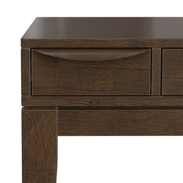 English Elm Wesley Mid-Century Solid Rubberwood Writing Desk with Drawers for Home Office B136P565523