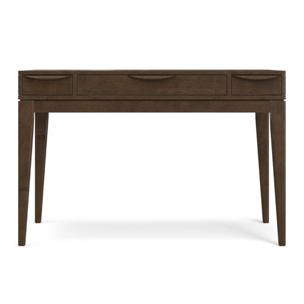 English Elm Wesley Mid-Century Solid Rubberwood Writing Desk with Drawers for Home Office B136P565523