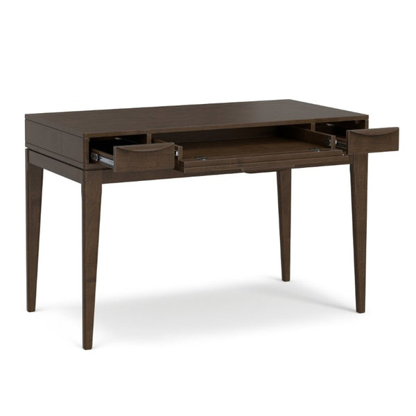 English Elm Wesley Mid-Century Solid Rubberwood Writing Desk with Drawers for Home Office B136P565523