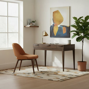 English Elm Wesley Mid-Century Solid Rubberwood Writing Desk with Drawers for Home Office B136P565523