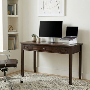 English Elm Warm Shaker Solid Wood Writing Desk with Keyboard Tray and Bronze Hardware B136P565524